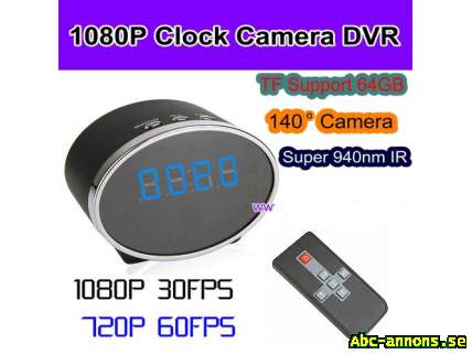 Real 1080p klockkamera, högkvalitativ, 1080p/ 30fps, 720p/