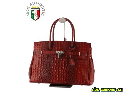 Italiensk läderväska med krokodilmönster