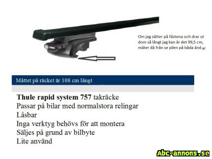 Takräcke Thule Rapid System 757 - Biltillbehör & delar - ABC-annons.se